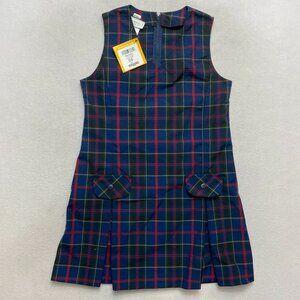 Dennis Uniform V-Neck Dropped Waist Uniform Wilson Plaid Jumper Dress G10